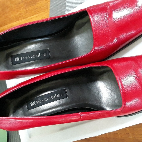 Red Leather Heels Sz 8.5 B - Picture 9 of 15